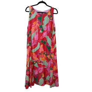 Chico's Women's Size 3 US 16 Tropical Floral Sleeveless Maxi Dress Tie Back